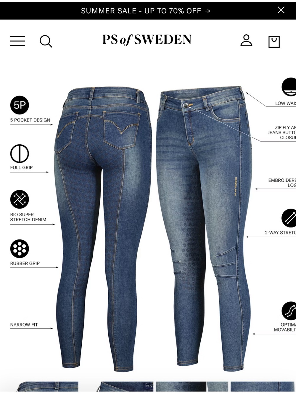 Riding High-Rise Jeans with Full-Seat Grip in Blue